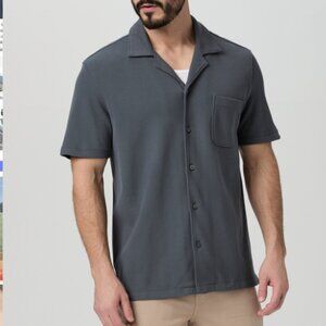 Paige Blue Short Sleeve Cotton Button Up Shirt in Large